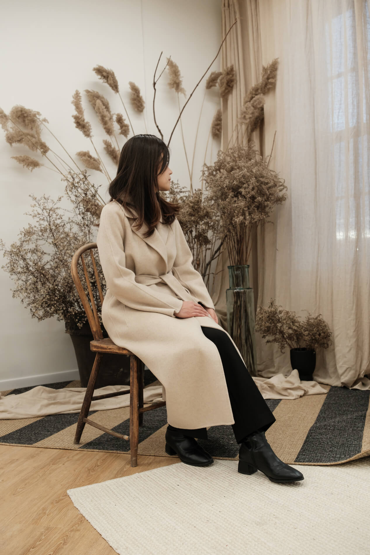 CASHMERE BLEND BELTED LONG COAT